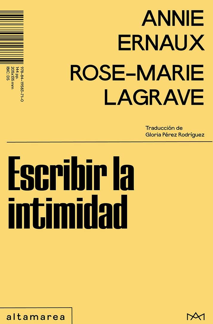 ESCRIBIR LA INTIMIDAD | 9788419583710 | ERNAUX, ANNIE ; LAGRAVE, ROSE-MARIE